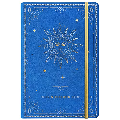 Artfan Ruled Notebook/Journal – Premium Thick Paper Faux Leather Classic Writing Notebook with Pocket + Page Dividers Gifts, Banded, Large, 144 Pages, Hard Cover, Lined (5.8 x 8.4) - Gemstone Blue - color: Blue6