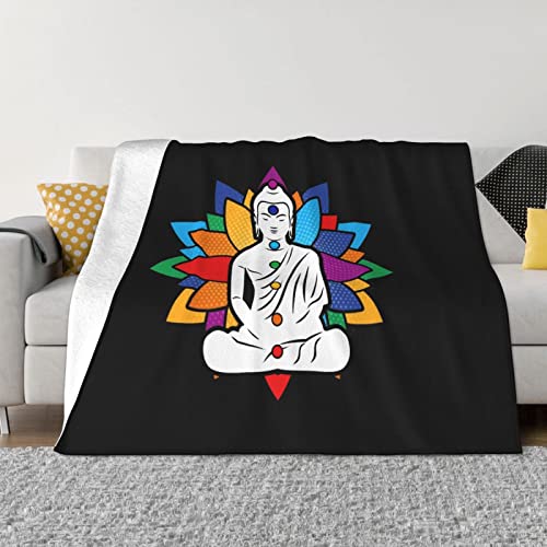Buddha Chakra Meditation Lightweight Super Soft and All Season Warm,Thermal Blanket, Blanket for Sofas - size: 60"x50"