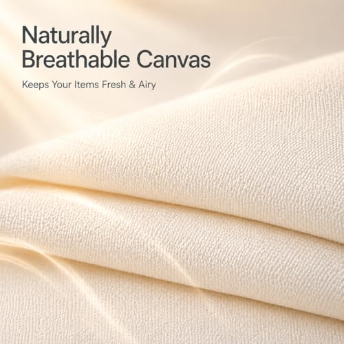 3-Pack Large Canvas Comforter Storage Bags for Clothes Sweater Clothes Organizer with Dual Zipper Three Carrying Handles for Blanket Closet Storage Container