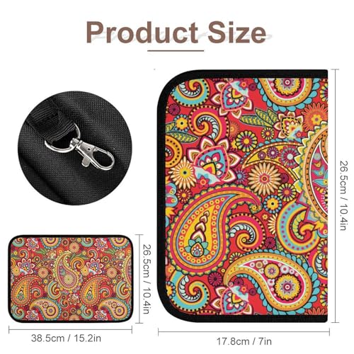 Bright Red Floral Paisley Bohemian Large Capacity Foldable Storage Bag