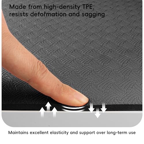 Extra Wide Yoga Mat 72" x 32", 6mm Non Slip TPE Exercise Mat with Carrying Strap, Large Workout Mat for Yoga, Pilates, Stretching, HIIT & Home Gym - color: black