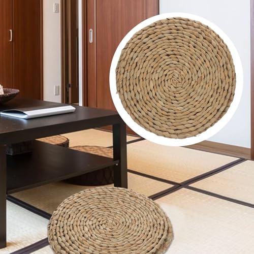 TOYANDONA Woven Meditation Floor Mat Double-Layer Straw Tatami Cushion 30x30cm Thick Sitting Pad for Adults Home Yoga Zen Practice