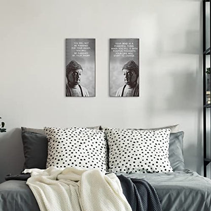 Blulu 2 Pcs Buddha Quote Decor Buddha Inspirational Quote Wall Art Meditation Room Chakra Decor Zen Wooden Hanging, Spiritual Gift for Home Yoga Living Room Women(Start to Change) - style: Start to Change