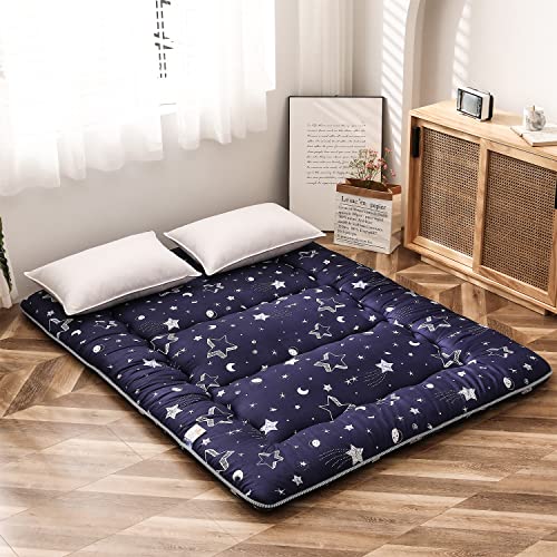 MAXYOYO Navy Star Futon Mattress Japanese Tatami Mat Foldable Futon Portable Camping Mattress Kids Sleeping Pad Floor Couch, Full - color: Vivid-star, size: Full