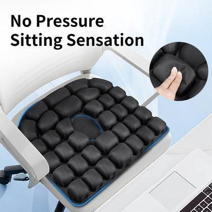 Starlo Sondour Travel Seat Cushion, Airplane Cushion Long Flight, Portable Airline Cushion with Air Pump, Wheelchair Cushion;Pressure Relief Inflatable Seat Cushion (Round Black) - color: Round Black