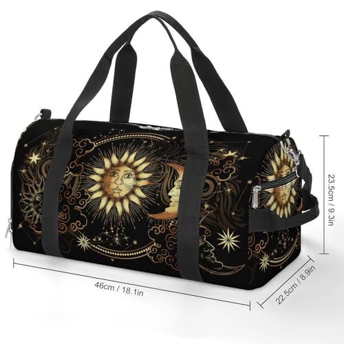 Sun Crescent Moon Stars Astrology Tarot Cards Large Capacity Portable Fitness Bag, Easy to Carry - color: Sun Crescent moon stars astrology tarot cards