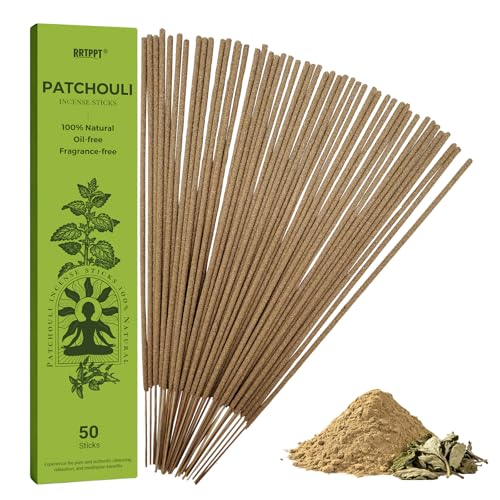 Patchouli Incense Sticks (50 Sticks), 100% Natural sustainably harvested Patchouli Leaves, Suitable for Yoga, Meditation, Relaxation, and Spiritual Purification - color: Patchouli