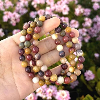 Adabele 1pc Natural Stretch Gemstone Bracelet 8mm (0.31") Bead 7" to 8.5 inch Healing Crystal Energy Quartz Chakra Jewelry Women Unisex Birthday Gift - color: Mookaite jasper, size: 8.5 inch