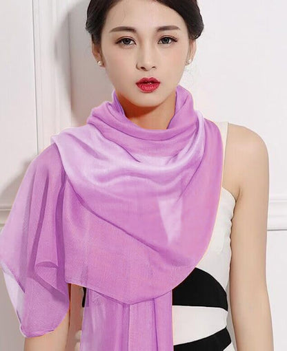 Cotton Silk Scarf Elegant Soft Wraps Color Shade Scarves for Women - color: Gradient - Rose Purple