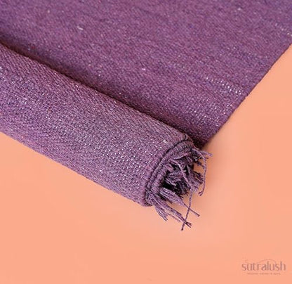 Cotton Yoga Mat Rug, Handwoven Non-Slip Yoga Carpet for Home Workout & Meditation, Washable Foldable Fitness Mat, Purple, 24 x 72 Inch