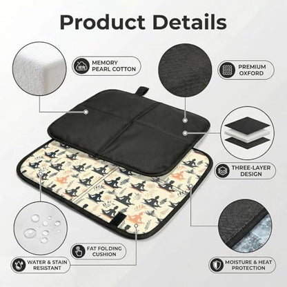 Yoga Meditation (7) Print Folding Seat Pad, Portable Camping Seat Cushion for Outdoor