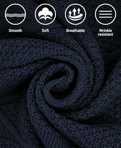 MissShorthair Knit Shawl Wraps for Women Boho Crochet Shawls Cape Open Front Cardigan - color: Navy Blue