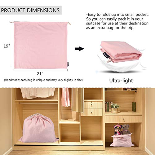 PlasMaller Dust Cover Storage Bags Purified 100% Cotton Flannel with Drawstring Pouch For Handbags Purses Pocketbooks Shoes Boots Set of 3 (Pink) - color: Pink