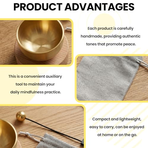 Mini Singing Bowl Set with Storage Bag - Creates Beautiful Sound Bowl with Clear and Pleasant Tones, Suitable for Yoga, Meditation, and Unique Presents