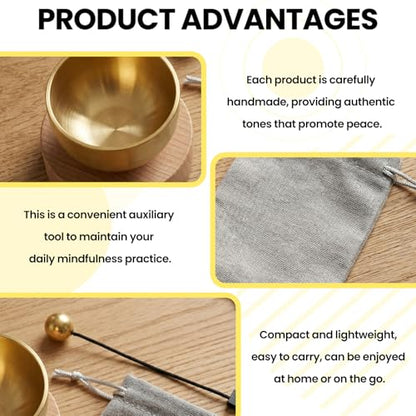 Mini Singing Bowl Set with Storage Bag - Creates Beautiful Sound Bowl with Clear and Pleasant Tones, Suitable for Yoga, Meditation, and Unique Presents