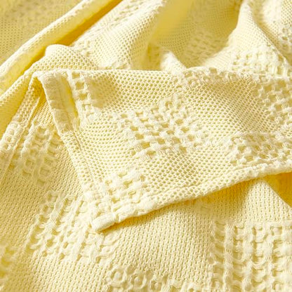 LGYKUMEG 100% Cotton Knitted Throw Blanket 40×60 inch,Lightweight Washed Cotton Blanket - Cotton Breathable All-Season Knit Throw Blankets for Bed and Couch.