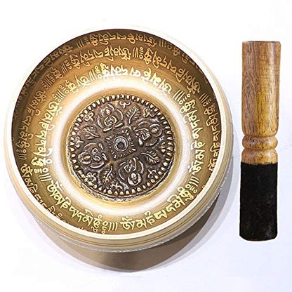 Singing Bowl Set Mindfulness Mantra Yoga with Mallet Gift Ornament Home Meditation Nepal