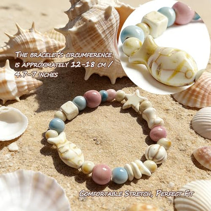 Unisex Stretchy Ceramic Bracelet - Handmade Ocean Beach Boho Jewelry, 1280℃ High-Fired Waterproof Hypoallergenic, Stackable for Women Men, Ideal Gift for All Occasions - color: Off-white