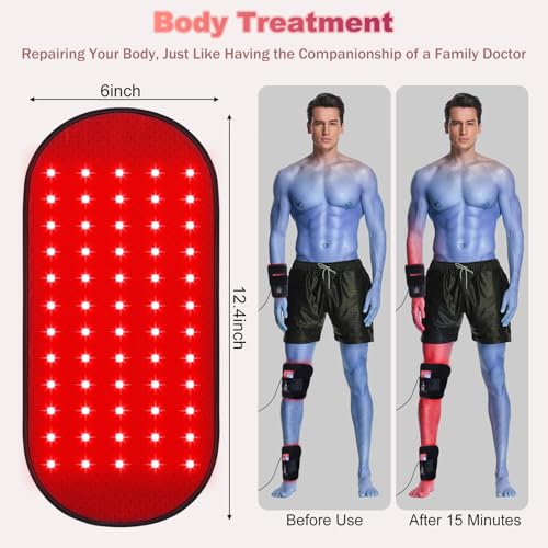 Red-Light-Therapy-for-Body,2026 Upgraded 4 Therapy Modes,30 Min Timer for Pain Relief,12.4"x 6.1"Dual Wavelength Infrared Red Light Pad for Home & Travel Use - size: 12.4" x 6.1"