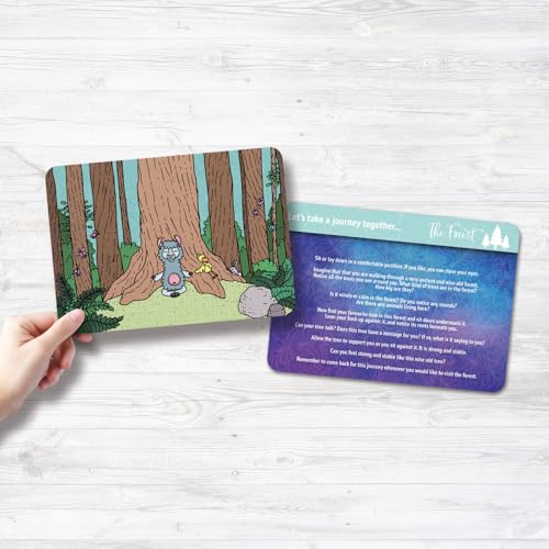 Ambassador Games: Mindful Living - Meditation Friends Cards - 30 Giant Self-Empowerment Cards, Daily Mediation & Messages, Animal Themed, Kids 4+
