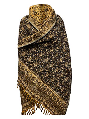 LUXURY HANDMADE OVERSIZE BLACK YELLOW COLOUR Yak Wool Shawl MEDITATION Blanket stole unisex Travel Wrap Soft gift for her