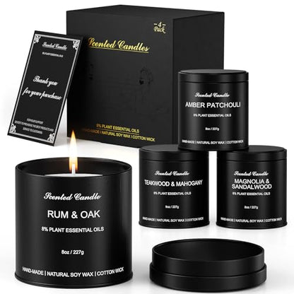 Men's Scented Candles Gift Set - 4 Pack Luxury Masculine Scented Candles for Men, 8oz Natural Soy Wax Candles with 8% Essential Oil, Long Lasting Aromatherapy Candles for Home Fragrance,Men,Him - size: Pack of 4