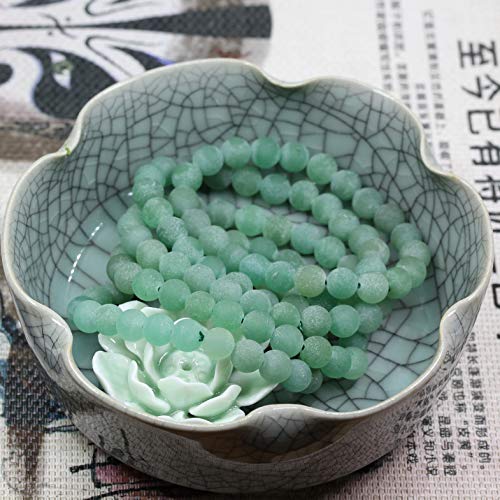 Amandastone Natural Gemstone 8mm Round Beads Stretch Bracelet 7 Inch - color: Matt Green Aventurine