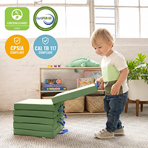 ECR4Kids SoftZone Floor Cushions, Square, Flexible Seating, Hunter Green, 6-Piece - color: Hunter Green