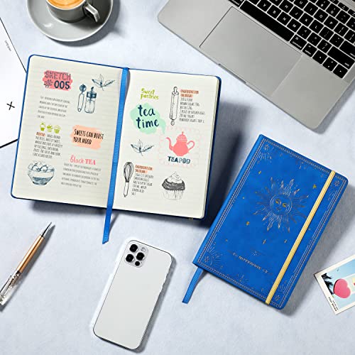 Artfan Ruled Notebook/Journal – Premium Thick Paper Faux Leather Classic Writing Notebook with Pocket + Page Dividers Gifts, Banded, Large, 144 Pages, Hard Cover, Lined (5.8 x 8.4) - Gemstone Blue - color: Blue6