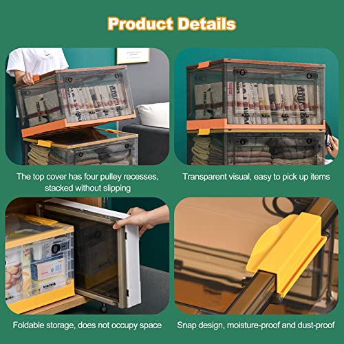 Ergocar Foldable Super Large Plastic Storage Box with Lid, Modern Style, Stackable Organiser, Wardrobe Storage, Grocery Storage, for Bedroom, Wardrobe, Office, Garage