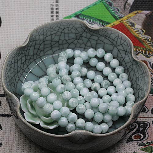 Keleny Gem Semi Precious Gemstones 8mm Natural Stone Round Beads Rock Crystal Jasper Stretch Bracelet 7 Inch Unisex - color: Green Angelite