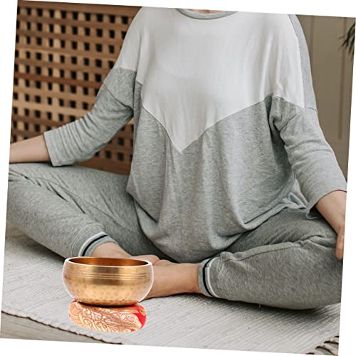 BESPORTBLE 1 Set Buddhism Supply Meditation Sound Bowl with Cushion Mallet Chanting Bowl for Yoga Relaxation Home Decor Prayers