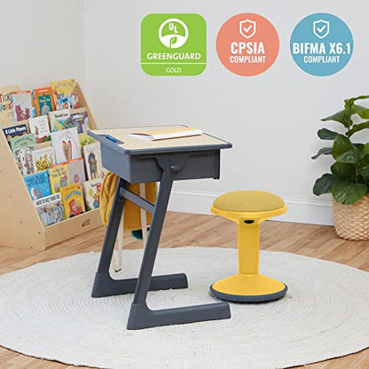 ECR4Kids Sitwell Wobble Stool with Cushion, Adjustable Height, Active Seating, Yellow - color: Yellow