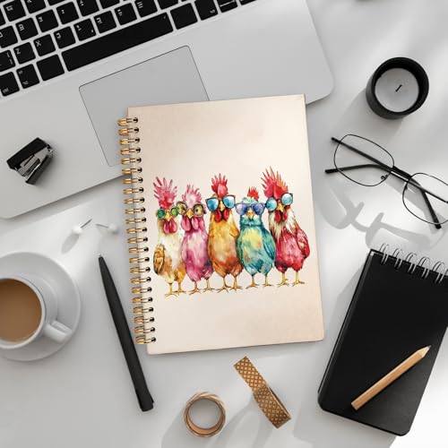 LIANGW Funny Chicken Notebook Journal for Kids, Gifts for Funny Chicken Lovers, Cute Animal Notebook Journal for School Women Teen Girls Kids, Hardcover Spiral Notebook 5.5x8.3 Inch - color: 01-funny chicken (kids)