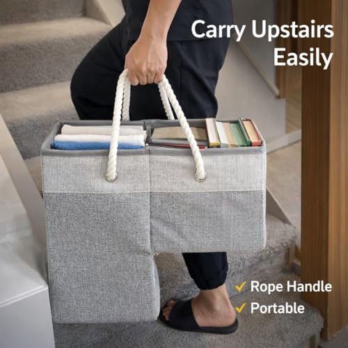 Stair basket,Foldable staircase baskets,Step stairs storage baskets with handle,1pcs dark gray - color: dark gray