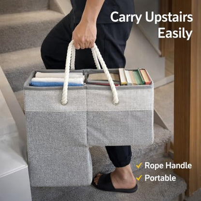 Stair basket,Foldable staircase baskets,Step stairs storage baskets with handle,1pcs dark gray - color: dark gray
