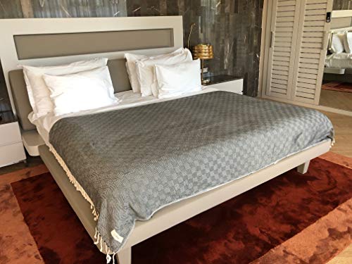 Bersuse 100% Cotton Milas XL Throw Blanket for Couch - 100% Cotton Lightweight Durable Throw Blanket, Big Blanket for Sensitive Skin, Decorative and Versatile - 60x90 Inches, Grey