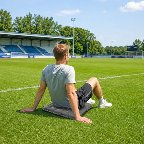 HiiPeak Inflatable Soccer World Cup Seat Cushion, Lightweight Compact Stadium Seat Pad Camping Air Seat Cushion for Gym Football Themed Party Bleachers Backpacking Hiking Airplane Office Car (Grey) - color: Grey