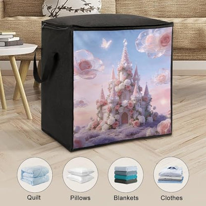 Cloud Castle Storage Bag Portable Closet Organizer Storage Bags Quilt Storage Bags with Zippered Breathable Storage Bag with Carry Handles for Blanket Pillow Bedding