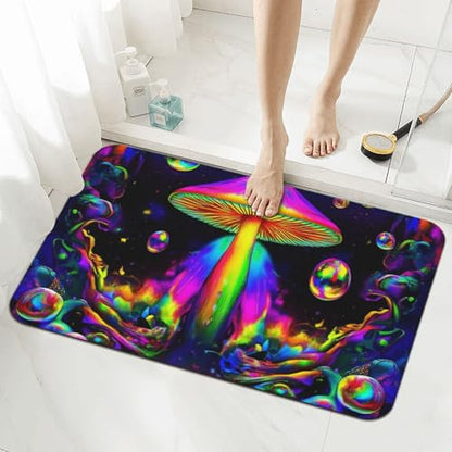 Anti-Slip Waterproof Bathtub Mat Indoor Outdoor Bedroom, Livingroom Diningroom Playroom Kitchen Patio Entrance Floor Mat Trippy Magic Mushrooms Art - color: Pattern 344