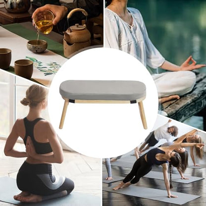 Meditation Bench, Foldable& Ergonomic Meditation Stool, Foldable Kneeling Meditation Bench, Seiza Bench Wooden Meditation Stool Chair Zen Lotus Yoga Stool Floor Sitting Prayer Bench Removable