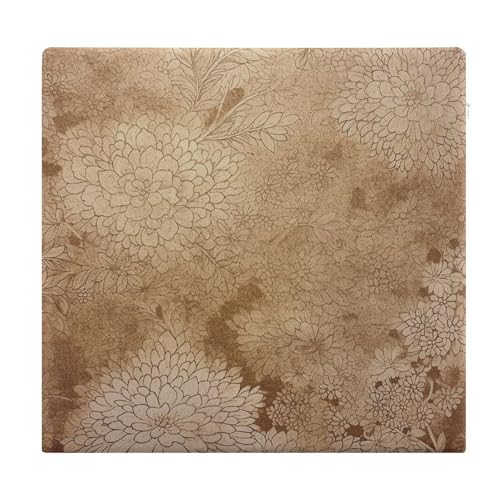 Golden Floral Design Degrees of Comfort Meditation Floor Pillow, Square Large Pillows Seating for Adults, Tufted Corduroy Cushions for Outdoor Yoga Tatami Fireplace Living Room 15x15 Inch