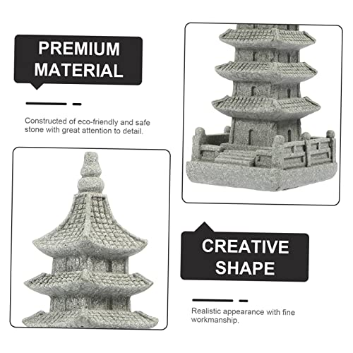 Toddmomy Zen Style Stone Pagoda Ornament for Garden Decoration Detailed Bonsai Craft Sculpture for Micro Landscape Rustic and Modern Home Accent Stone Adornment