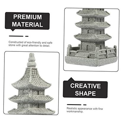 Toddmomy Zen Style Stone Pagoda Ornament for Garden Decoration Detailed Bonsai Craft Sculpture for Micro Landscape Rustic and Modern Home Accent Stone Adornment