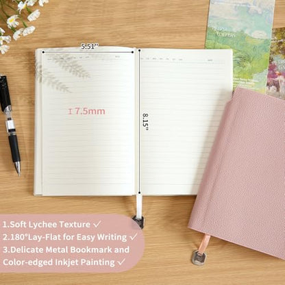 A5 Lined Journal Notebook for Women 160 Pages PU Leather Journaling for Writing - color: 1pack-Dark Brown