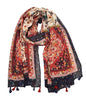YOUR SMILE Large Boho Scarf for Women Lightweight Floral Printed Scarves Fall Winter Fashion Fringed Shawl wraps - color: 19 Wine Red Boho