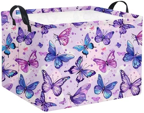 Rectangular Butterfly Basket Baby Storage Basket Storage Bin Organizer Box Room Decor(Purple Butterfly) - color: Purple Butterfly