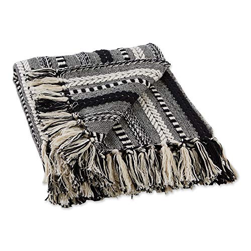 DII Braided Striped Decorative Throw Blanket, 50x60, Black - color: Black