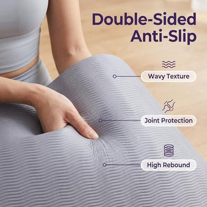 TPE Yoga Mat with Hanging Holes, Wall Mount Workout Mat, Shock Absorbent Fitness Pad for Home Gym, Pilates & Meditation - color: purple foldable