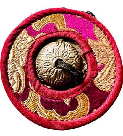 QT S Tibetan Handmade Yoga Meditation Om Tingsha Bell Chimes Cymbal Set, with Handmade Unique Bag (2.75 Inches Buddhist Tingsha, Om Mani Padme Hum Mantra) Made in Buddha Born Country Nepal (Maroon) - color: Maroon